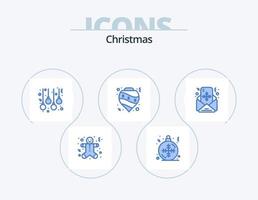 Christmas Blue Icon Pack 5 Icon Design. mail. decoration. accessories. christmas. balls vector