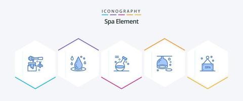 Spa Element 25 Blue icon pack including sign. fruit. water. diet. spa vector