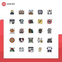 Pictogram Set of 25 Simple Filled line Flat Colors of business safe school bag deposit bank Editable Vector Design Elements