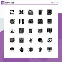 25 Thematic Vector Solid Glyphs and Editable Symbols of report paper money page beat Editable Vector Design Elements