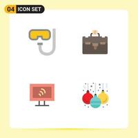 Modern Set of 4 Flat Icons Pictograph of beach service underwater travel christmas Editable Vector Design Elements