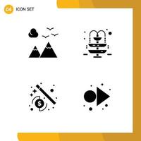 Universal Solid Glyph Signs Symbols of mountains wizard travel park forward Editable Vector Design Elements