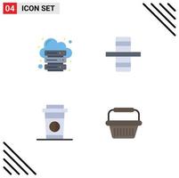 User Interface Pack of 4 Basic Flat Icons of database drink server gear basket Editable Vector Design Elements