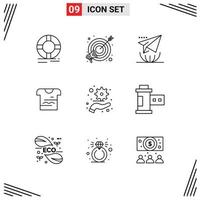 Modern Set of 9 Outlines and symbols such as uniform shirt marketing t send Editable Vector Design Elements