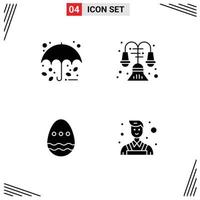 Mobile Interface Solid Glyph Set of Pictograms of autumn easter umbrella interior egg Editable Vector Design Elements