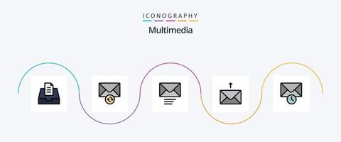 multimedia línea lleno plano 5 5 icono paquete incluso . enviar. vector