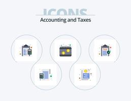 Taxes Flat Icon Pack 5 Icon Design. payday. calendar. financial. payable. charge vector