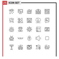 Universal Icon Symbols Group of 25 Modern Lines of investment book value education book tea Editable Vector Design Elements