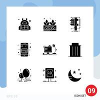 9 Creative Icons Modern Signs and Symbols of workstation phone caliper mobile atm card Editable Vector Design Elements