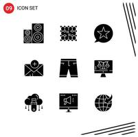 Modern Set of 9 Solid Glyphs and symbols such as mail medical grid star message Editable Vector Design Elements