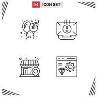 Set of 4 Modern UI Icons Symbols Signs for balloon mail love contact local Editable Vector Design Elements