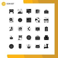 Group of 25 Solid Glyphs Signs and Symbols for education e app e development Editable Vector Design Elements