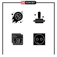 4 User Interface Solid Glyph Pack of modern Signs and Symbols of ball check nba finance ok Editable Vector Design Elements