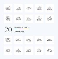 20 Mountains Line icon Pack like hill mountain tree nature vector