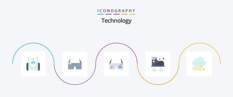 Technology Flat 5 Icon Pack Including data. service. computer. wifi. google vector