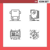 conjunto de 4 4 moderno ui íconos símbolos señales para autobús dibujar transporte diseño monitor editable vector diseño elementos