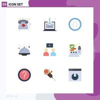 Pictogram Set of 9 Simple Flat Colors of video man communication line dome Editable Vector Design Elements