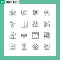 Set of 16 Commercial Outlines pack for timer clock fax direction arrows Editable Vector Design Elements