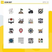 Stock Vector Icon Pack of 16 Line Signs and Symbols for sales analytics flag vehicle car Editable Creative Vector Design Elements