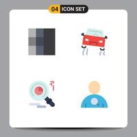 Universal Icon Symbols Group of 4 Modern Flat Icons of grid employee car research user Editable Vector Design Elements