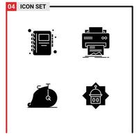 4 Universal Solid Glyphs Set for Web and Mobile Applications education old digital hardware vehicle Editable Vector Design Elements