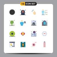 Pictogram Set of 16 Simple Flat Colors of male network contract link touch Editable Pack of Creative Vector Design Elements