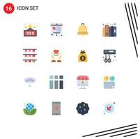 Universal Icon Symbols Group of 16 Modern Flat Colors of buntings files bell document history Editable Pack of Creative Vector Design Elements