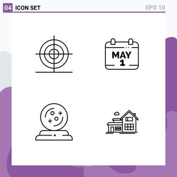 Set of 4 Modern UI Icons Symbols Signs for design mage shape day spell Editable Vector Design Elements