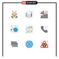 9 Universal Flat Colors Set for Web and Mobile Applications statistic data thinking business graph Editable Vector Design Elements