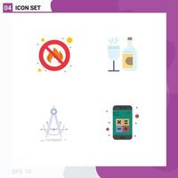 Pictogram Set of 4 Simple Flat Icons of fighter accure place easter compass Editable Vector Design Elements