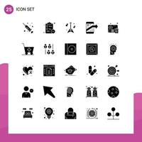 Universal Icon Symbols Group of 25 Modern Solid Glyphs of video delete instrument smartphone marketing Editable Vector Design Elements