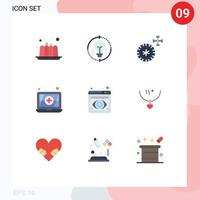 Pictogram Set of 9 Simple Flat Colors of love browser car view eye Editable Vector Design Elements