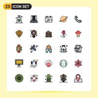 Set of 25 Modern UI Icons Symbols Signs for call flag beach moon planet Editable Vector Design Elements