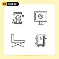 Pictogram Set of 4 Simple Filledline Flat Colors of back to school interior sharpener webcam sit Editable Vector Design Elements