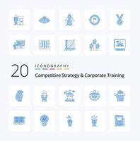 20 Competitive Strategy And Corporate Training Blue Color icon Pack like human allocation market seminar convention vector