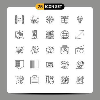 Set of 25 Vector Lines on Grid for light business compass bright thing Editable Vector Design Elements