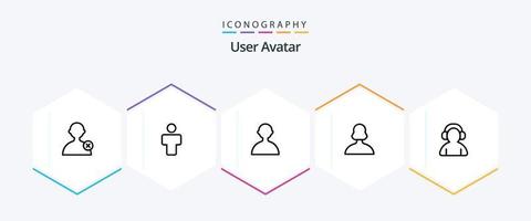 User 25 Line icon pack including man. avatar. user. user. vector