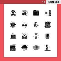 Set of 16 Modern UI Icons Symbols Signs for social server research network file Editable Vector Design Elements