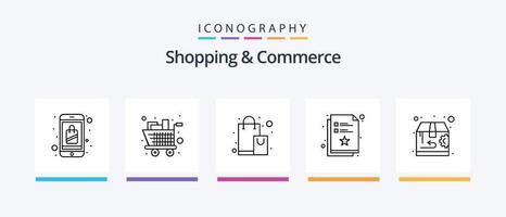 Shopping And Commerce Line 5 Icon Pack Including order approved. handbag. marketplace. favorite shopping. storehouse. Creative Icons Design vector