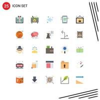 Editable Vector Line Pack of 25 Simple Flat Colors of birthday hardware halloween cell left Editable Vector Design Elements