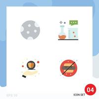 Universal Icon Symbols Group of 4 Modern Flat Icons of full science lab sleep chemistry lab help Editable Vector Design Elements