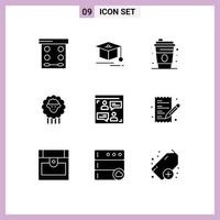 Group of 9 Modern Solid Glyphs Set for designer chat drink web sheep Editable Vector Design Elements