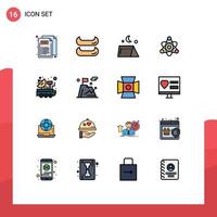 Universal Icon Symbols Group of 16 Modern Flat Color Filled Lines of space science tent satellite education Editable Creative Vector Design Elements