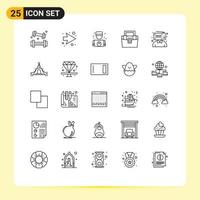 25 Universal Lines Set for Web and Mobile Applications blogger material man construction bag Editable Vector Design Elements