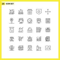 Mobile Interface Line Set of 25 Pictograms of arrows security iot protect product Editable Vector Design Elements