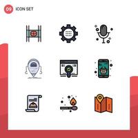 9 9 creativo íconos moderno señales y símbolos de robot beta opciones androide micrófono editable vector diseño elementos