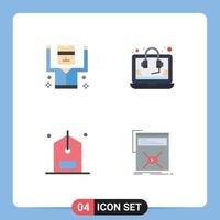 Modern Set of 4 Flat Icons Pictograph of arrested commerce security seo discount Editable Vector Design Elements