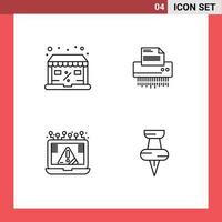 Modern Set of 4 Filledline Flat Colors and symbols such as discount office sale data connection Editable Vector Design Elements