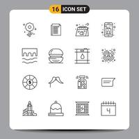 16 Universal Outline Signs Symbols of up file advertisement document product Editable Vector Design Elements