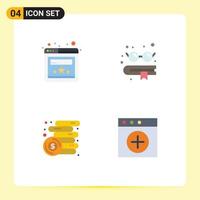 4 Universal Flat Icon Signs Symbols of browser coins book finance mac Editable Vector Design Elements